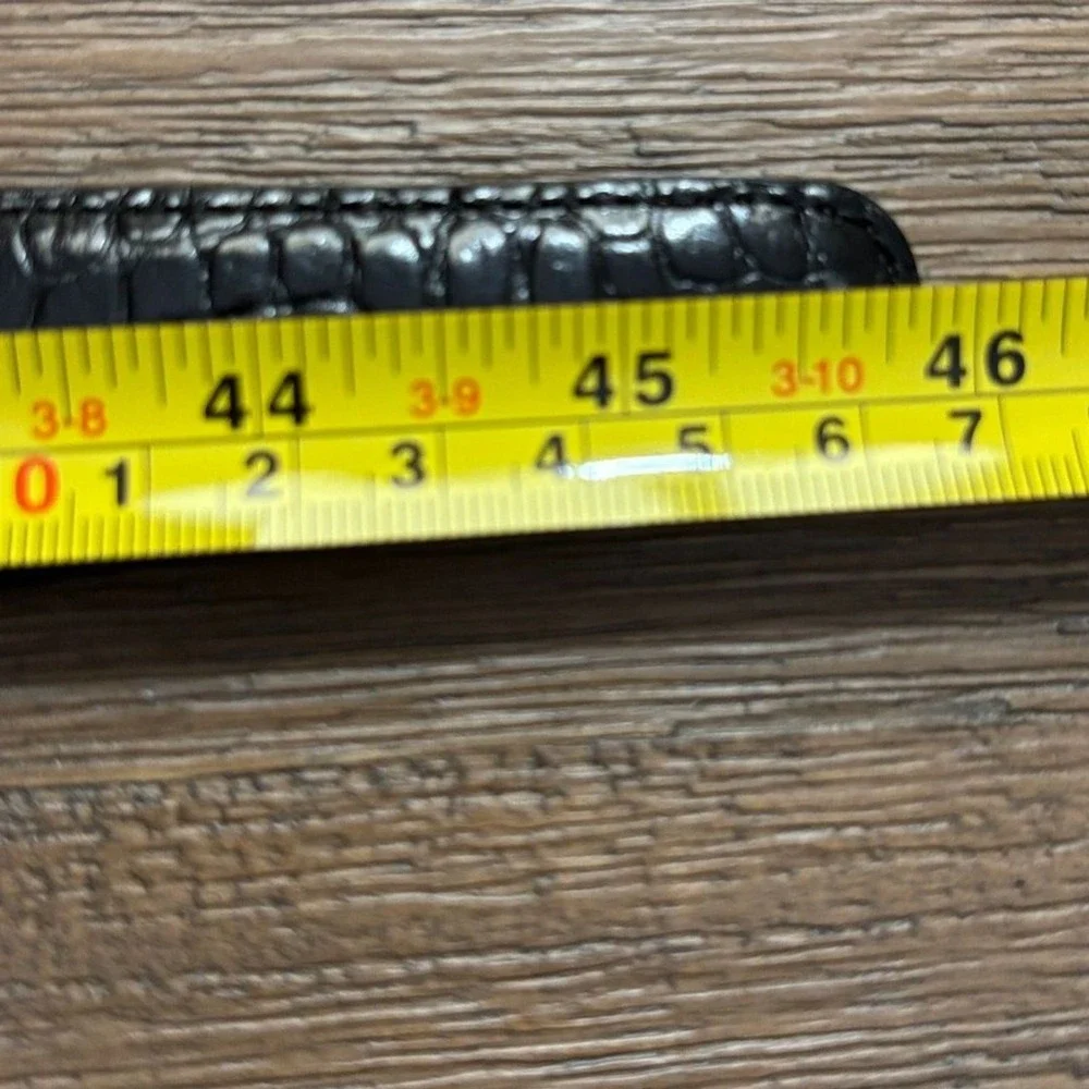 Brighton Men's Black Croco Embossed Italian Calfskin Leather Belt 38 Made In USA